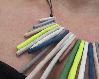 lemon and summer coloured and textured necklace