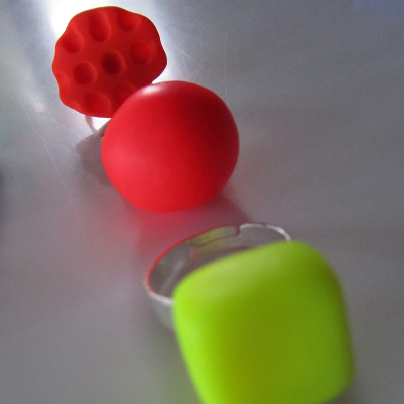 Acid Yellow Neon Electric Pop Cube Polymer Clay Fashion Ring Etsy