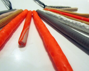Electric neon pop orange and metallic gold fluoro 'sea urchin spine' necklace