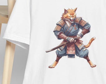 Samurai Cat | Warrior Shirt | Japanese Samurai Drawing Sword Tee | kawaii Lover Gift | Anime Graphic