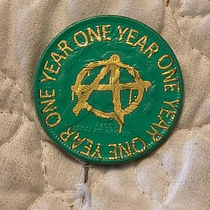 1 year sobriety coin made from a feau gold coin engraved. I can paint them any color. I ship for exactly what it costs me. image 20