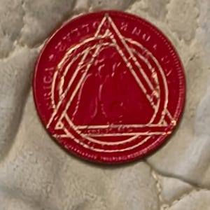 1 year sobriety coin made from a feau gold coin engraved. I can paint them any color. I ship for exactly what it costs me. image 11