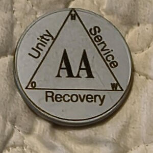 1 year sobriety coin made from a feau gold coin engraved. I can paint them any color. I ship for exactly what it costs me. image 7
