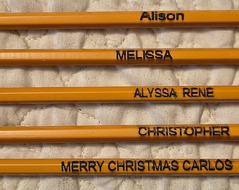 Custom engraved pencils. 1.50 each. Teacher and quantity discount.