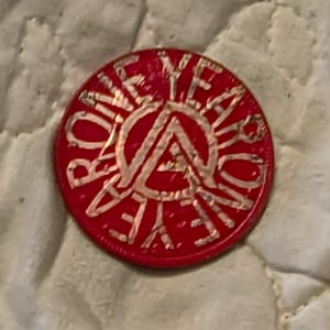 1 year sobriety coin made from a feau gold coin engraved. I can paint them any color. I ship for exactly what it costs me. image 4