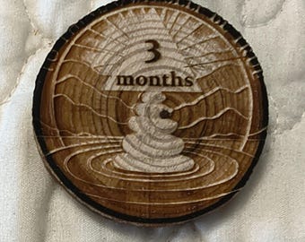 90 days/ 3 months sobriety coin. Wooden. 100 % customized.