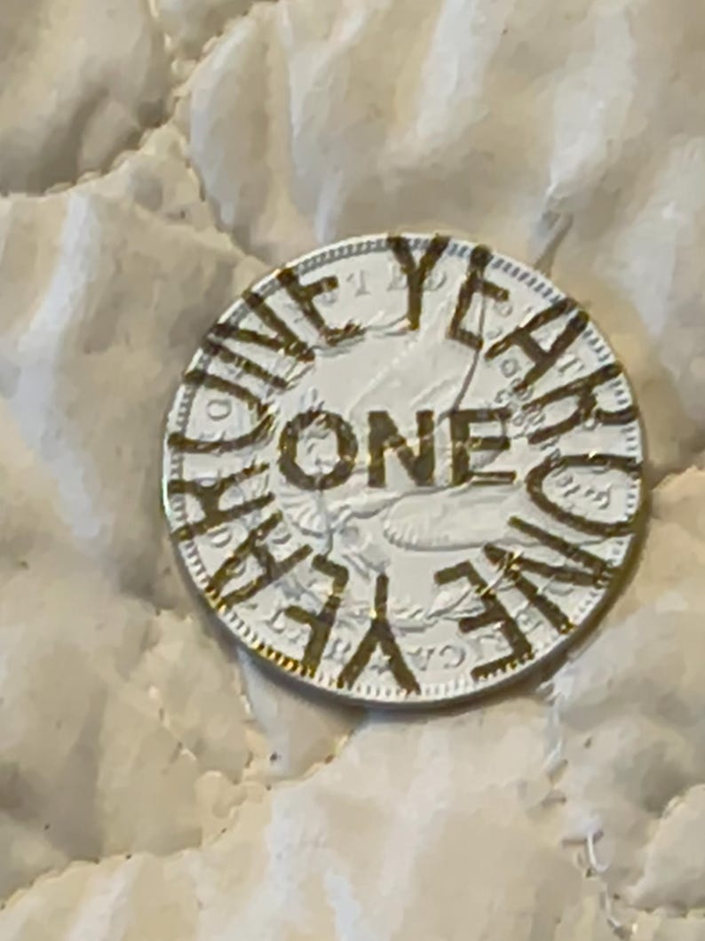 1 year sobriety coin made from a feau gold coin engraved. I can paint them any color. I ship for exactly what it costs me. image 8