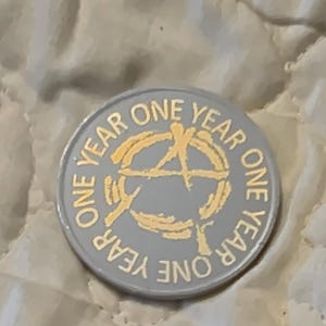 1 year sobriety coin made from a feau gold coin engraved. I can paint them any color. I ship for exactly what it costs me. image 5