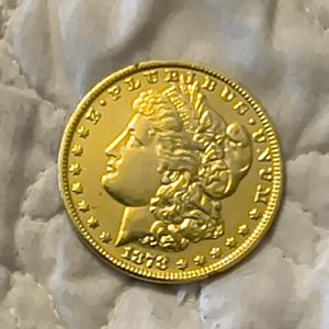 1 year sobriety coin made from a feau gold coin engraved. I can paint them any color. I ship for exactly what it costs me. image 9