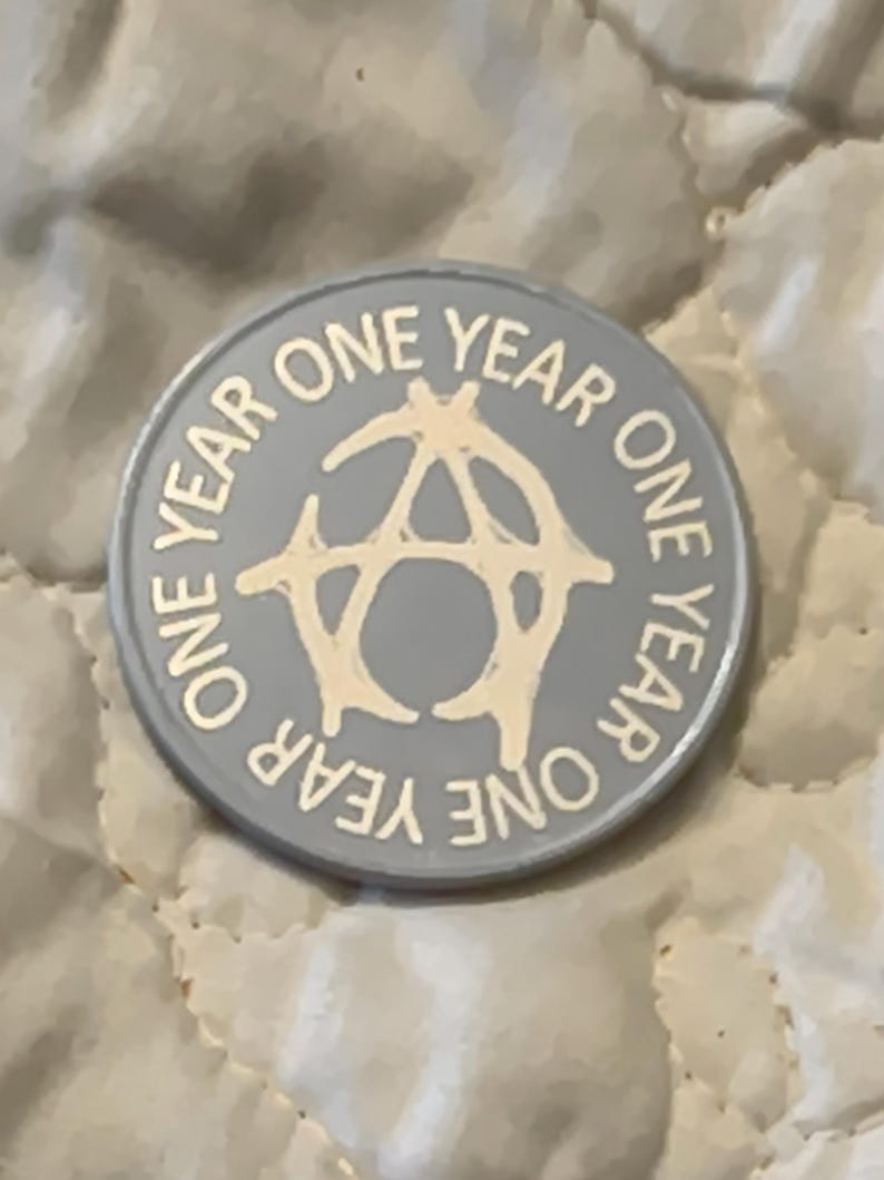 1 year sobriety coin made from a feau gold coin engraved. I can paint them any color. I ship for exactly what it costs me. image 13