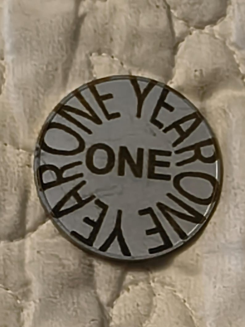 1 year sobriety coin made from a feau gold coin engraved. I can paint them any color. I ship for exactly what it costs me. image 15