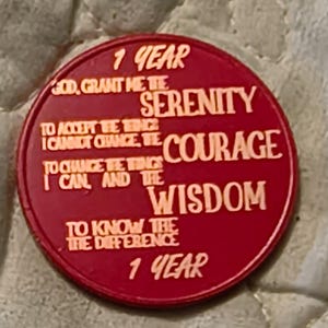 1 year sobriety coin made from a feau gold coin engraved. I can paint them any color. I ship for exactly what it costs me. image 12