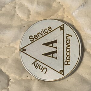1 year sobriety coin made from a feau gold coin engraved. I can paint them any color. I ship for exactly what it costs me. image 10