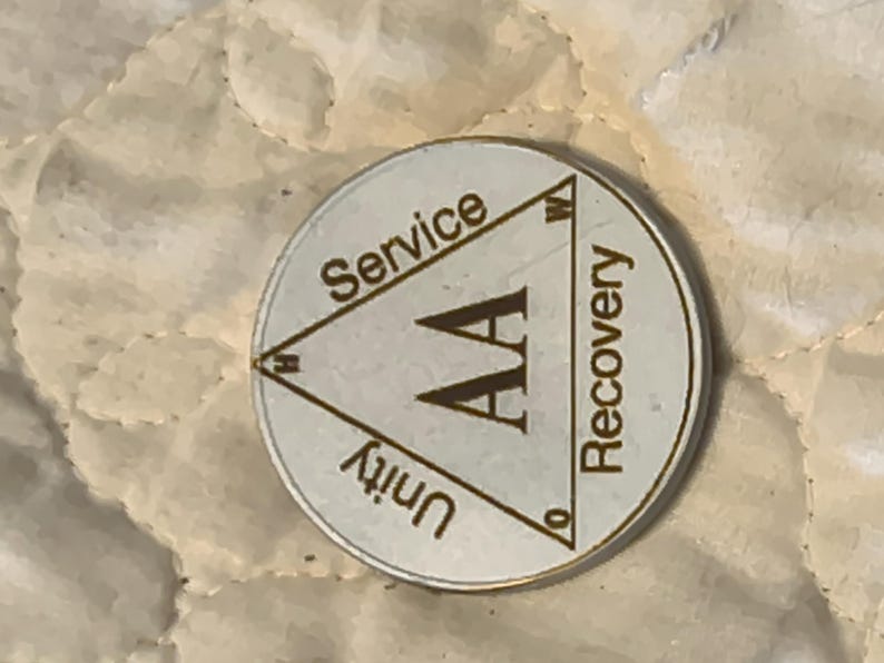 1 year sobriety coin made from a feau gold coin engraved. I can paint them any color. I ship for exactly what it costs me. image 10