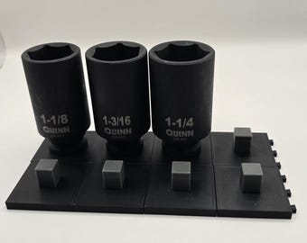 Large 1/2 in Modular Socket Holder Organizer – Garage Tool Storage Tray – Interlocking Socket Rail