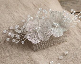 NWOT Crystal Floral Bridal Hair Clip - Silver Accent Amazon.com : ANCIRS 2pcs Crystal Flower Hair Clips for  main image 3