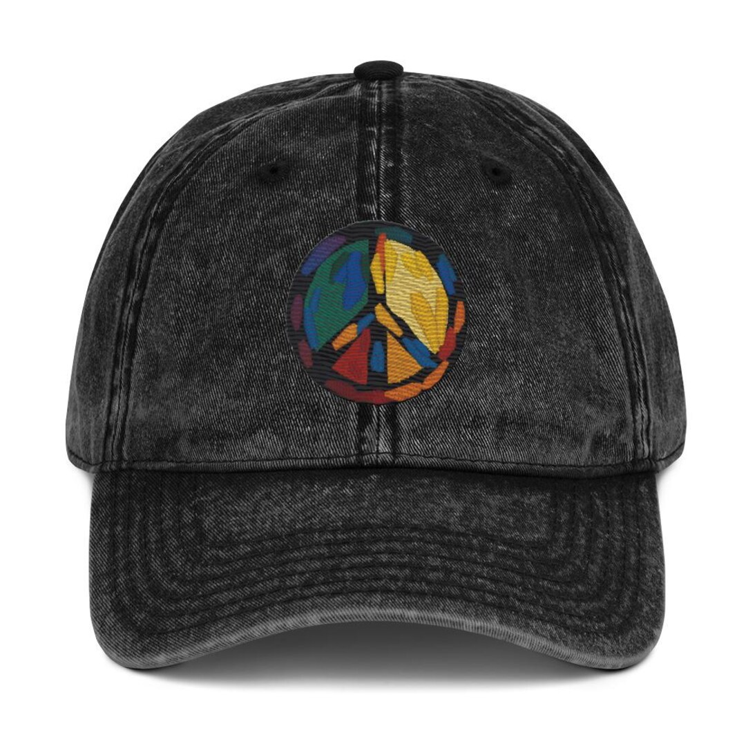 Peace Sign Caps Painterly Peace Sign Dad Hat | Vintage Wash Low-profile Cap - Etsy