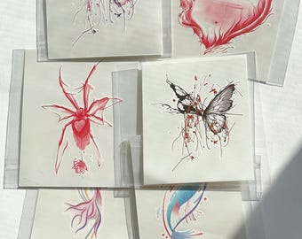 6Pcs Dark Butterfly Temporary Tattoos | Gothic Style