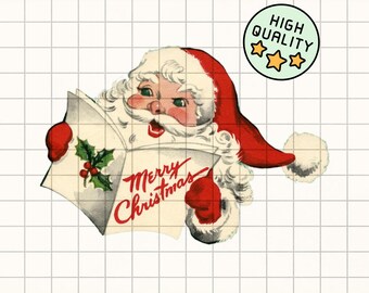 Retro Santa PNG | Vintage Christmas Clipart (Instant Download)