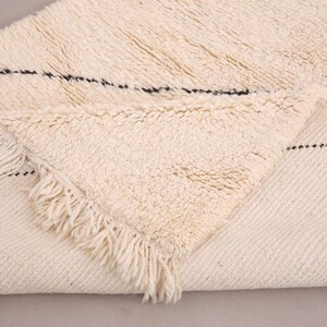 Hand Knotted Moroccan Rug, Ivory Black Diamond Pattern Rug, Minimalist ...