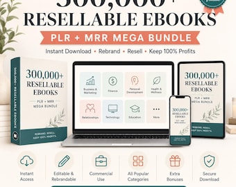 300,000+ PLR MRR eBooks, Beginner Digital Business Bundle (Instant Download)