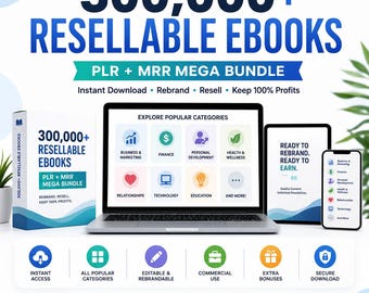 300,000+ PLR MRR eBooks for Coaches, Digital Course Material (Instant Download)