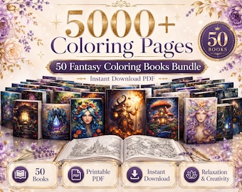 5000+ Coloring Pages Bundle, 400 Books, Bold Easy Designs (PDF Download)
