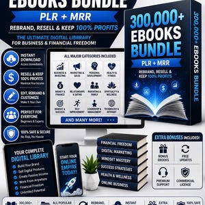 300K+ PLR MRR eBooks für Shopify, wiederverkaufbare digitale Downloads, Bauen Sie Ihren digitalen Shop auf, Produkte für passives Einkommen, Sofort-Download-PDF
