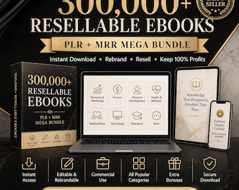 300,000+ Resellable eBooks PLR MRR Bundle, Digital Business (Instant Download PDF)