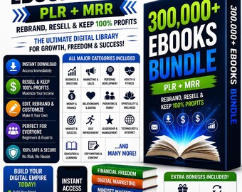 300K+ PLR MRR Digital Marketing Social Media seo eBooks Bundle, Resellable Marketing Kit, Copywriting PLR Products, Instant Download