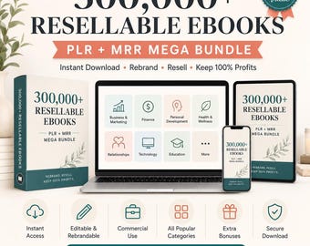 300,000+ Health Fitness eBooks Bundle, PLR MRR Resellable Wellness Products (Instant Download PDF)