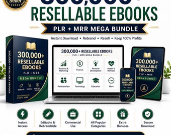 300,000+ PLR MRR eBooks, Lead Magnets, Business Kit (Instant Download)