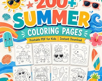 200+ Summer Coloring Pages, Road Trip Activity Book (PDF Download)