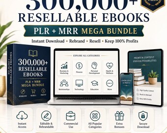 300,000+ Resellable eBooks Bundle, PLR MRR Mega Kit (PDF Download)