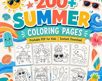 200+ Summer Coloring Pages for Kids – Beach, Ice Cream, Vacation Themes (Printable PDF)