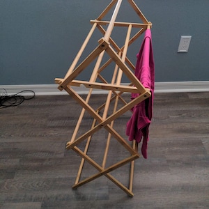 Bamboo Foldable Laundry Drying Rack, Space-Saving Design