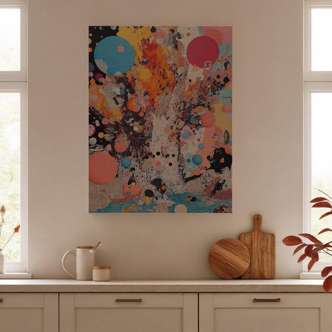 Explosion Decor Colorful Abstract Explosion Framed Canvas Art, Modern Energy Wall Decor ...
