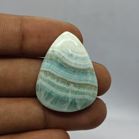 45cts. Blue Aragonite Cabochon Gemstone Handmade Making For Jewellery (32X25X6mm) A-804