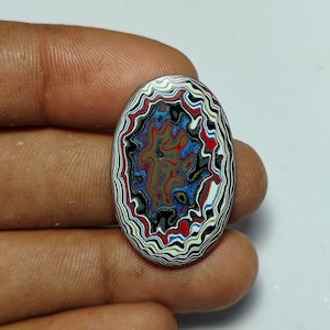 Cabochão de Fordita de 7 quilates: Gema com efeito de pintura automotiva em camadas (31 x 20 x 3 mm) A-1166