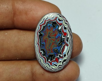 7 Cts, Fordite Cabochon: Layered Automotive Paint Gemstone (31X20X3mm) A-1166