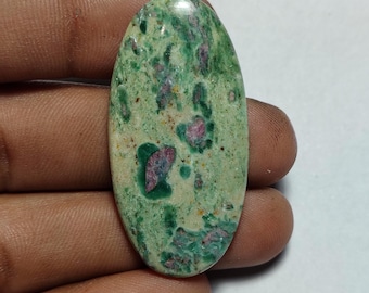 Top Quality !! Ruby Fuchsite Cabochon Gemstone Handmade Making For Jewellery (Size 45X22X5mm) A-131
