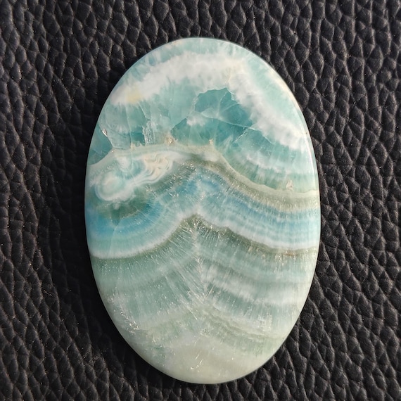 80cts. Blue Aragonite Cabochon Gemstone Handmade Making For Jewellery (Size 47X32X5mm) A-797