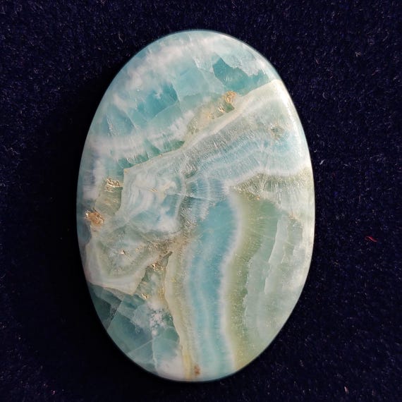 73cts. Blue Aragonite Cabochon Gemstone Handmade Making For Jewellery (Size 43X29X6mm) A-796