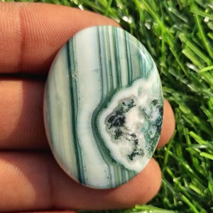 Raro!! Pingente solto de calcedônia Saturno em cabochão oval (38 x 28 x 6 mm) A-895