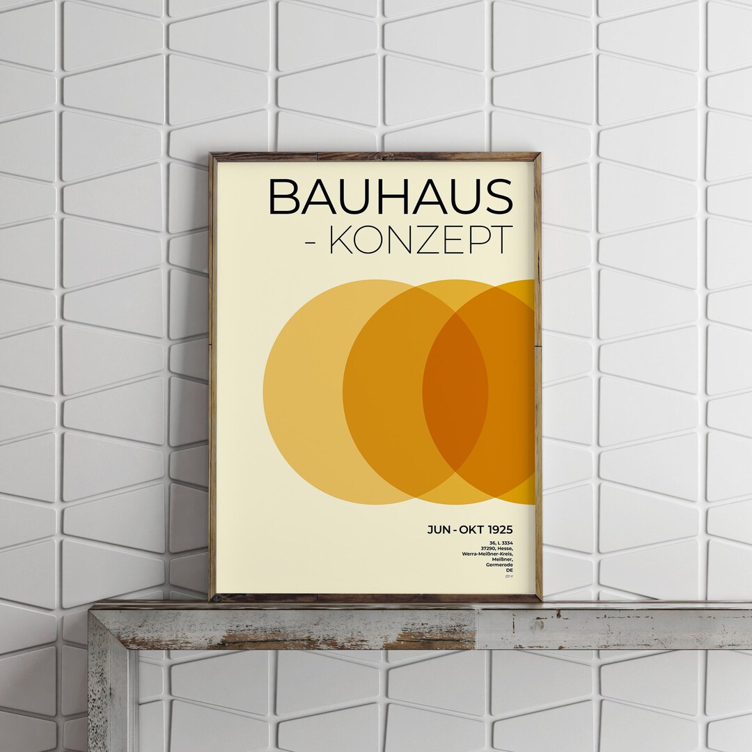 Bauhaus Inspired Wall Art Poster – Orange & Yellow Geometric Modern Art ...
