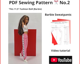 Barbie Jogginghose PDF Pattern | Nähanleitung für Puppenkleidung