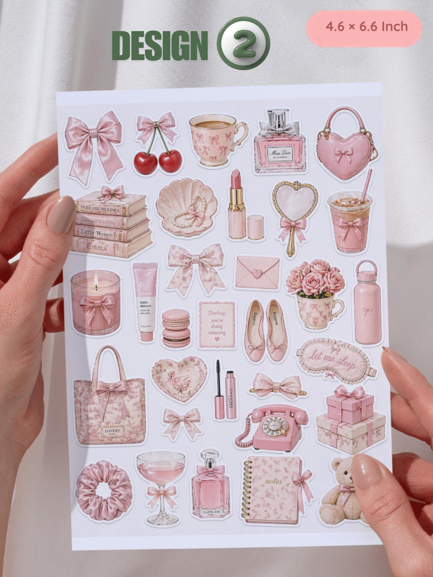Pink Coquette Sticker Sheets, Girly Planner Journal Decor (3 Sheets) - Etsy