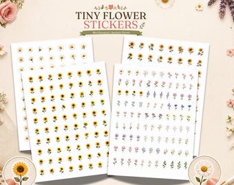 Tiny Flower Stickers, Botanical Cottagecore Journal Decor, Floral Art