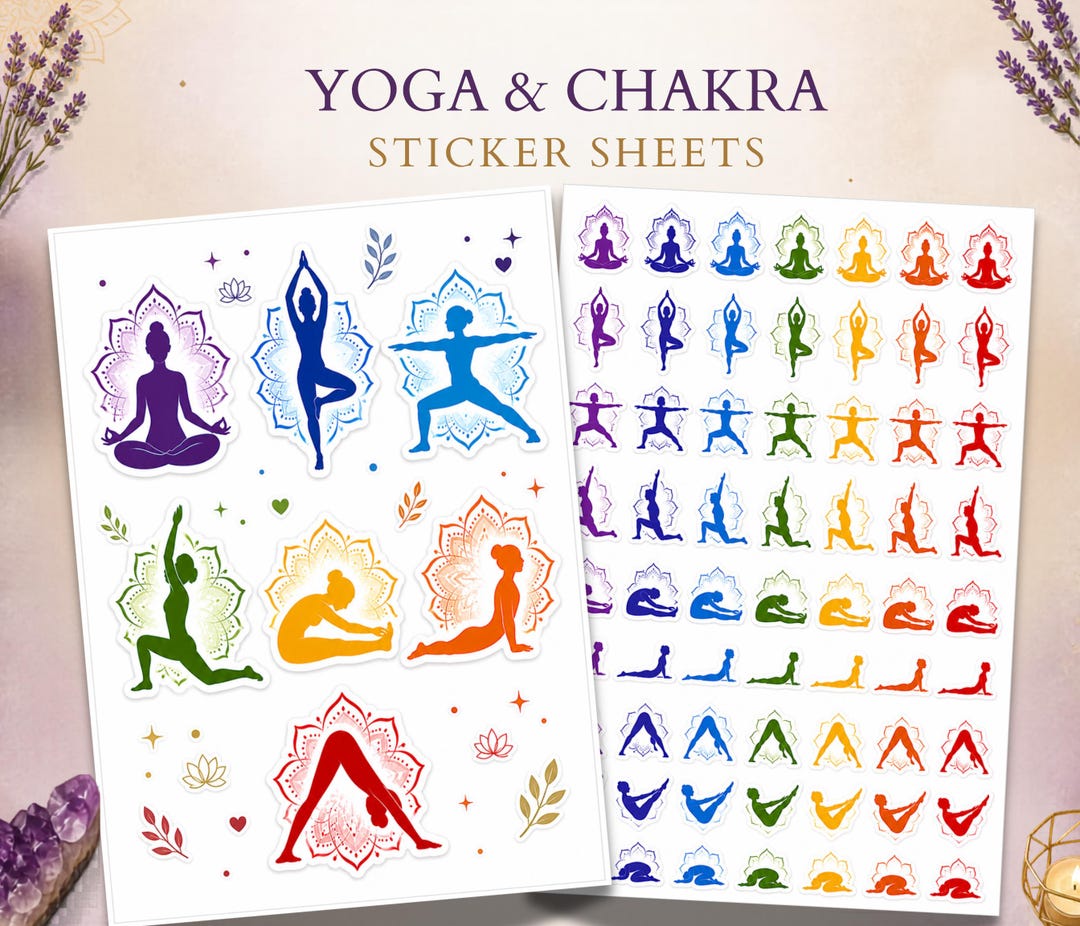 Yoga Chakra Stickers, Meditation Planner Journal Poses - Etsy