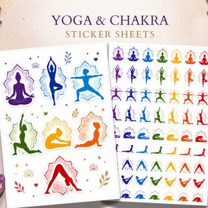 Yoga Chakra Stickers, Meditation Planner Journal Poses